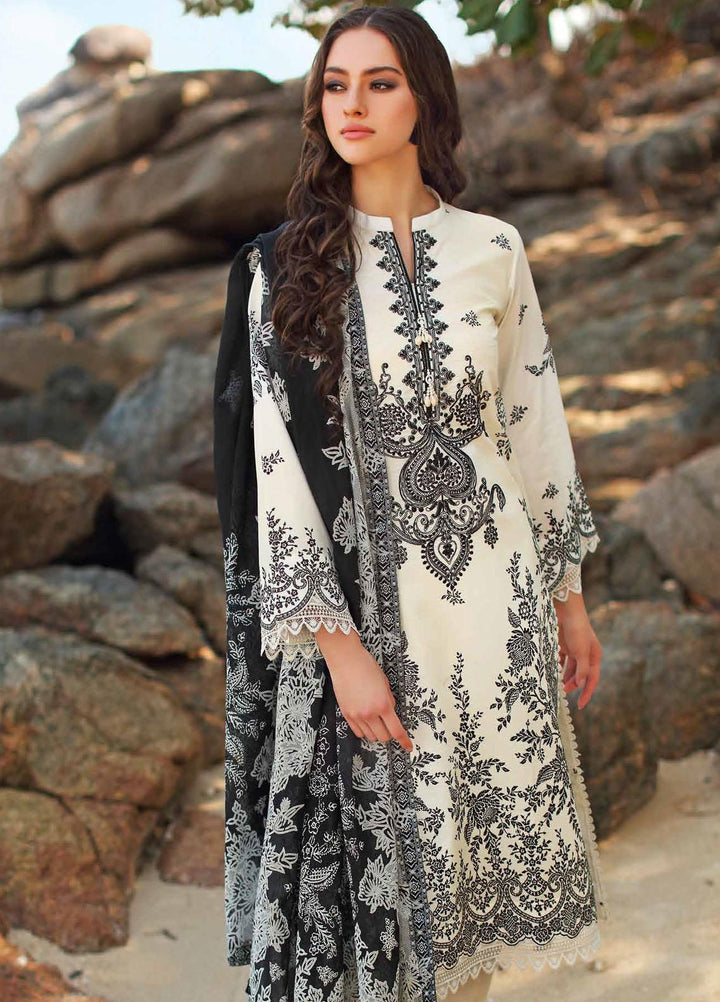 Ambrosia Black & White By Gul Ahmed Embroidered Lawn Suits Unstitched 3 Piece GA22A B-22019 - Black & White Collection