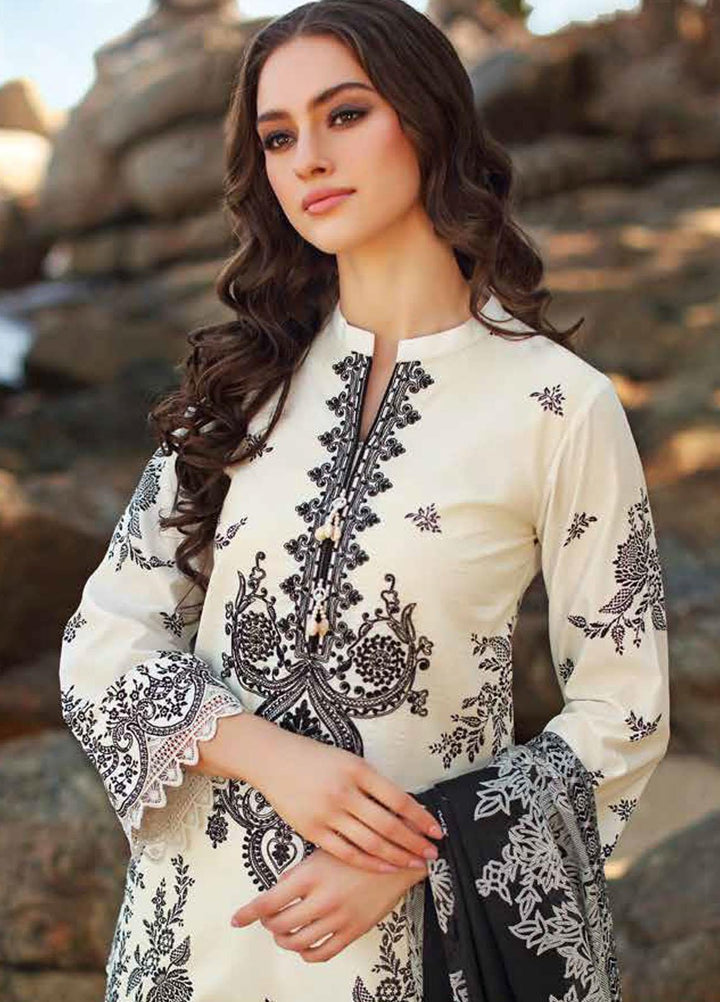 Ambrosia Black & White By Gul Ahmed Embroidered Lawn Suits Unstitched 3 Piece GA22A B-22019 - Black & White Collection