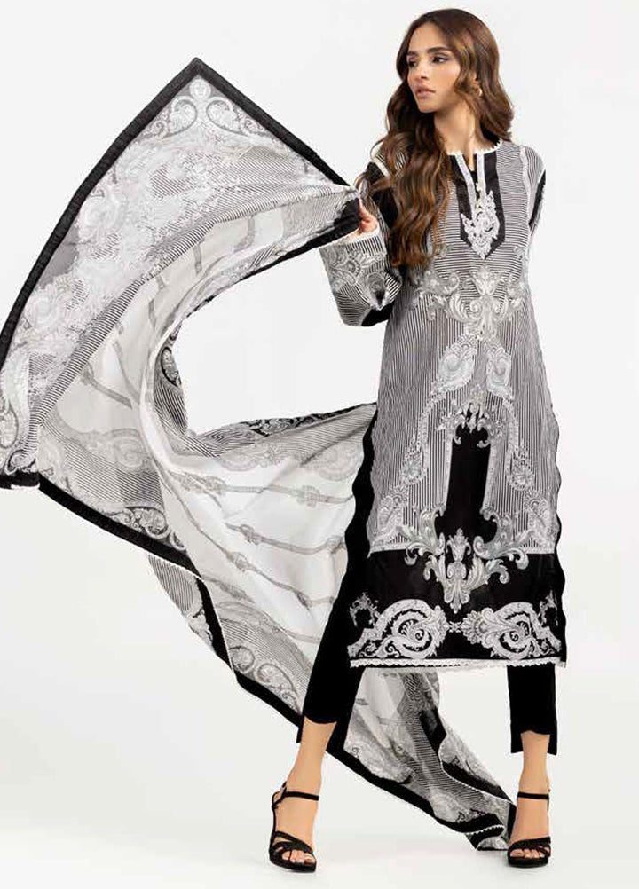 Ambrosia Black & White By Gul Ahmed Embroidered Lawn Suits Unstitched 3 Piece GA22A B-22020 - Black & White Collection