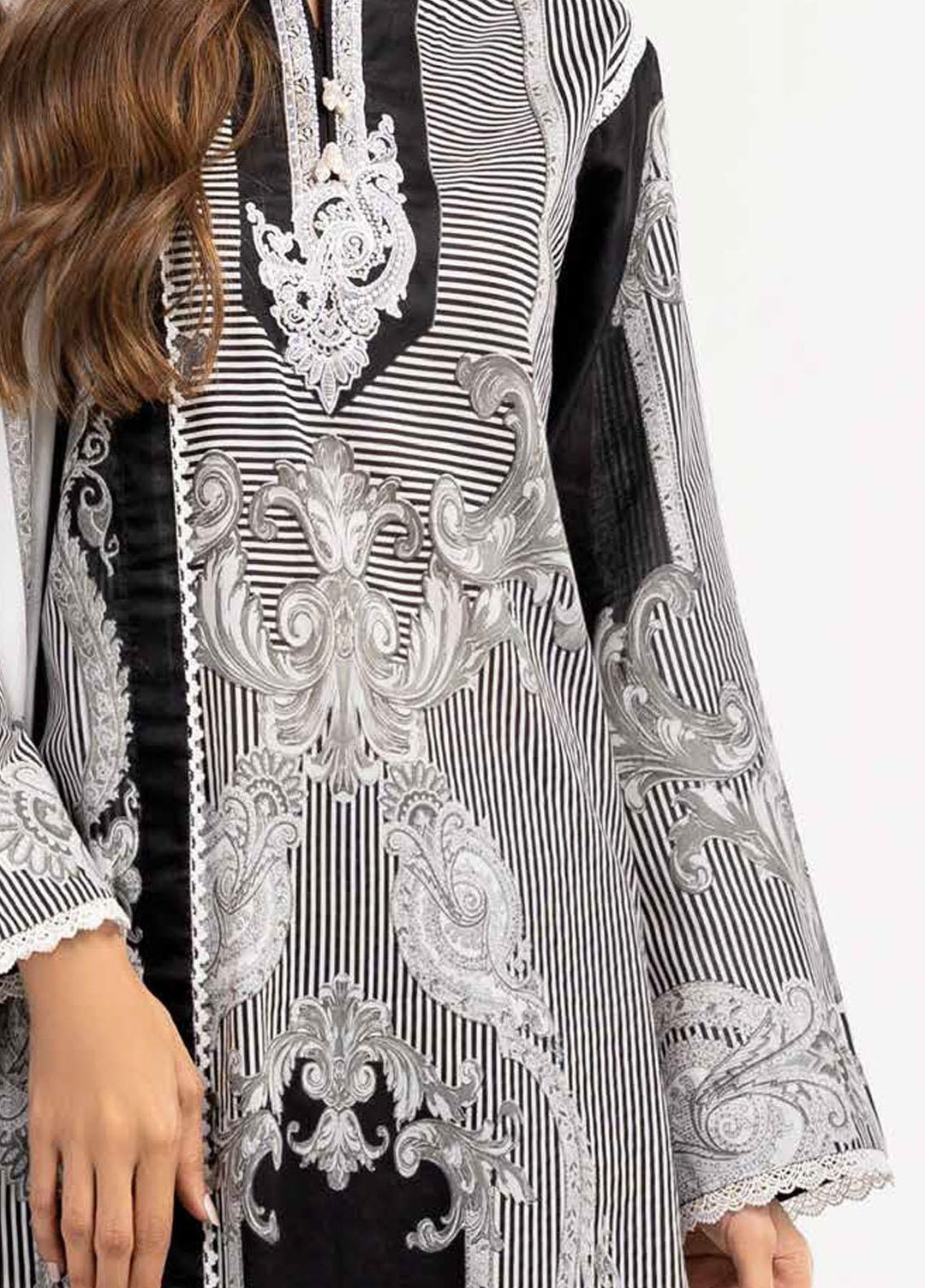 Ambrosia Black & White By Gul Ahmed Embroidered Lawn Suits Unstitched 3 Piece GA22A B-22020 - Black & White Collection