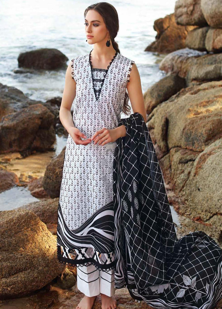 Ambrosia Black & White By Gul Ahmed Printed Lawn Suits Unstitched 2 Piece GA22A BT-22004 - Black & White Collection