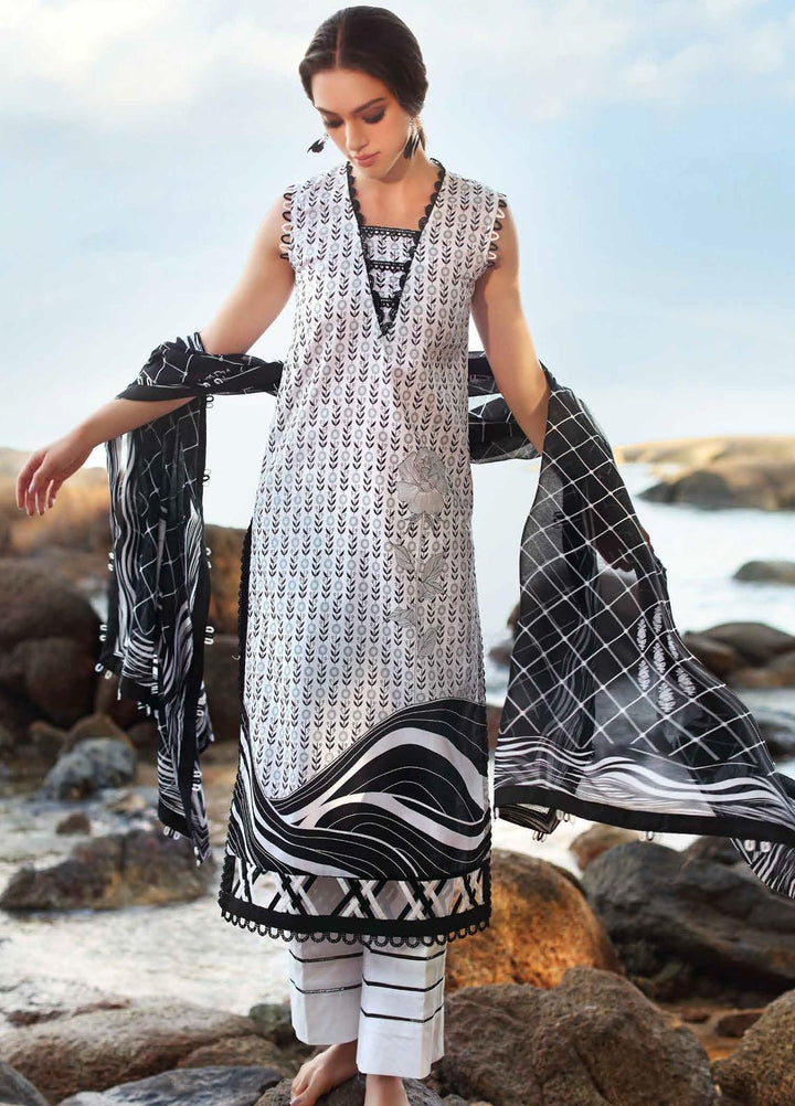 Ambrosia Black & White By Gul Ahmed Printed Lawn Suits Unstitched 2 Piece GA22A BT-22004 - Black & White Collection