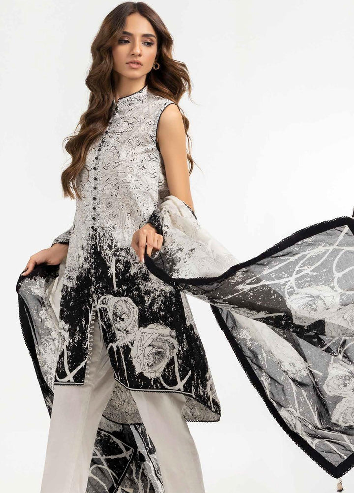 Ambrosia Black & White By Gul Ahmed Printed Lawn Suits Unstitched 2 Piece GA22A BT-22008 - Black & White Collection
