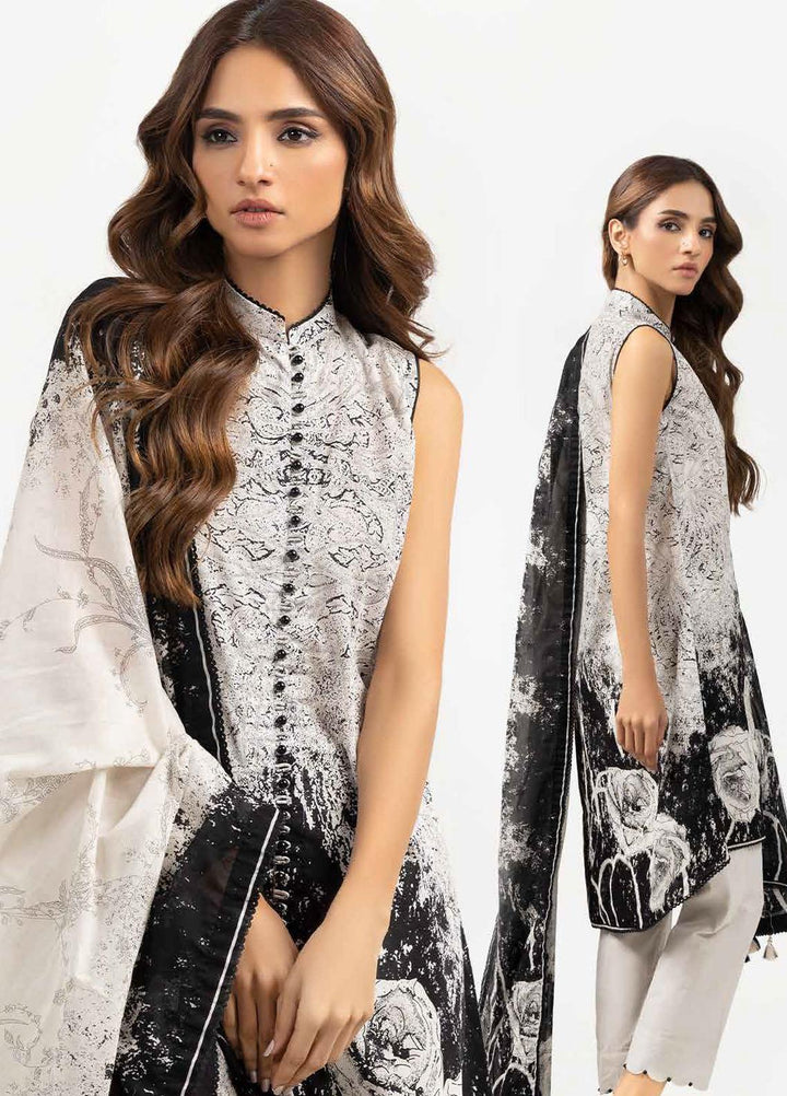 Ambrosia Black & White By Gul Ahmed Printed Lawn Suits Unstitched 2 Piece GA22A BT-22008 - Black & White Collection