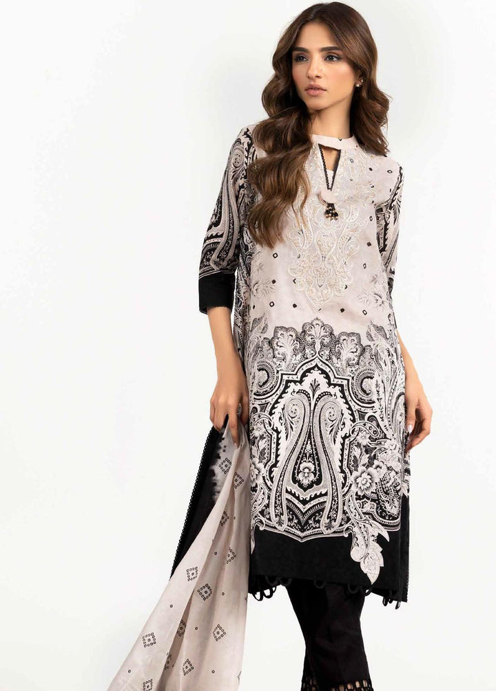 Ambrosia Black & White By Gul Ahmed Embroidered Lawn Suits Unstitched 3 Piece GA22A DB-22032 - Black & White Collection