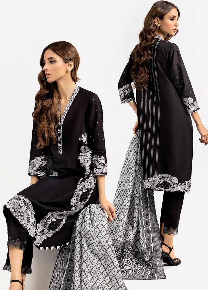 Ambrosia Black & White By Gul Ahmed Embroidered Lawn Suits Unstitched 3 Piece GA22A MJ-22057 - Black & White Collection