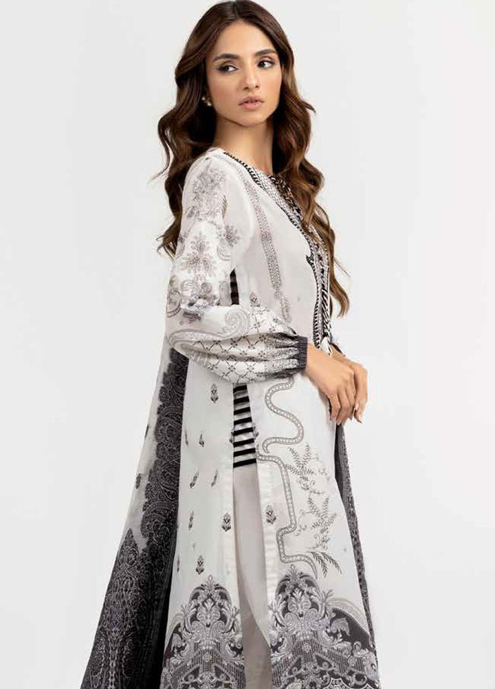 Ambrosia Black & White By Gul Ahmed Embroidered Lawn Suits Unstitched 3 Piece GA22A MJ-22061 - Black & White Collection