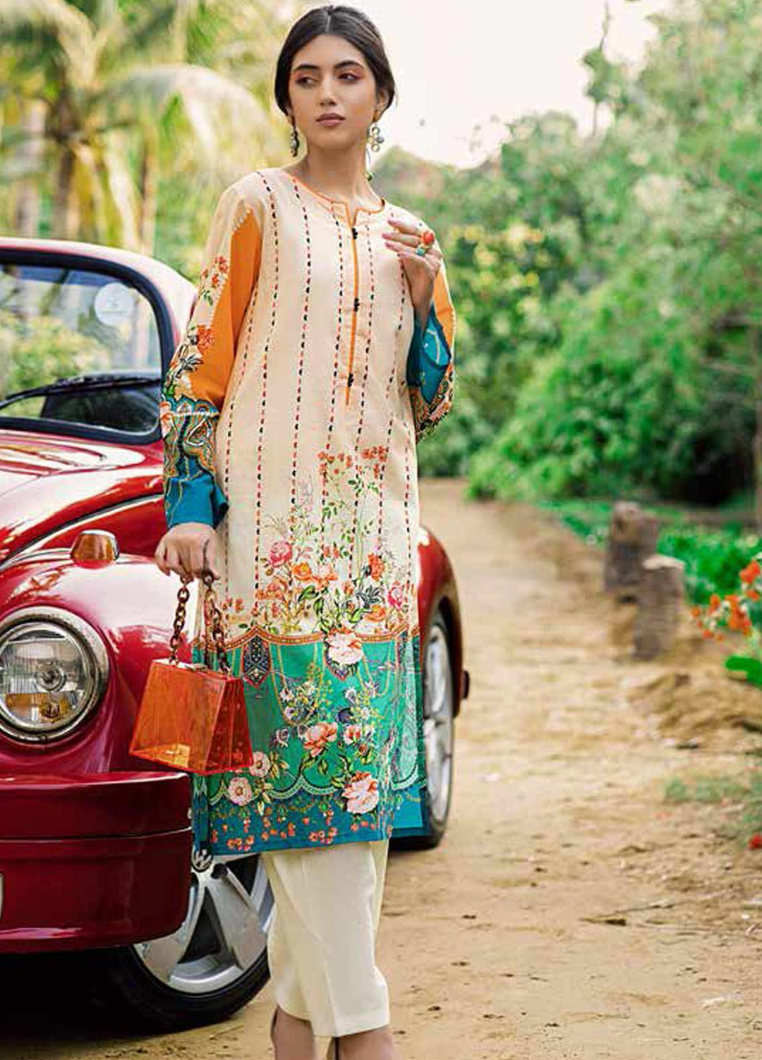 Gul Ahmed Printed Lawn  Unstitched Kurties GA21BG SL-870 - Summer Collection