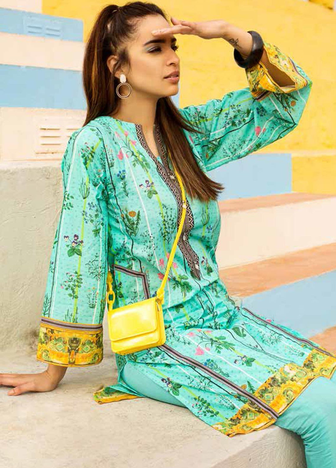 Gul Ahmed Printed Lawn  Unstitched Kurties GA21BG SL-936 A - Summer Collection