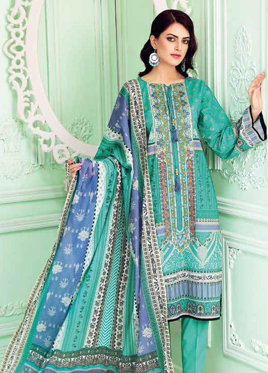 Gul Ahmed Embroidered Lawn Suits Unstitched 3 Piece GA21BL CL1017A - Summer Collection
