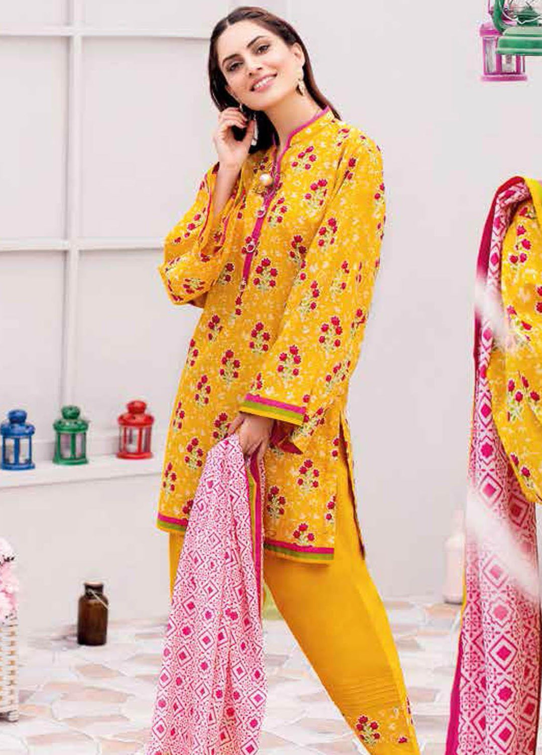 Gul Ahmed Printed Lawn Suits Unstitched 3 Piece GA21BL CL1055B - Summer Collection