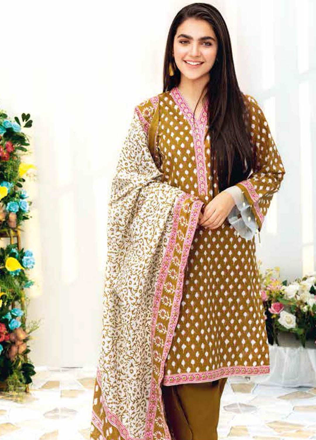 Gul Ahmed Printed Lawn Suits Unstitched 3 Piece GA21BL CL1065B - Summer Collection
