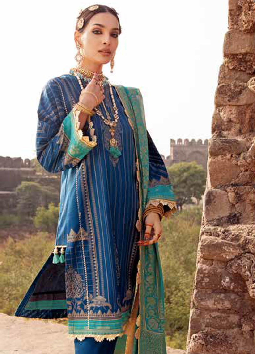 Gul Ahmed Printed Lawn Suits Unstitched 3 Piece GA21BL CL1122A - Summer Collection