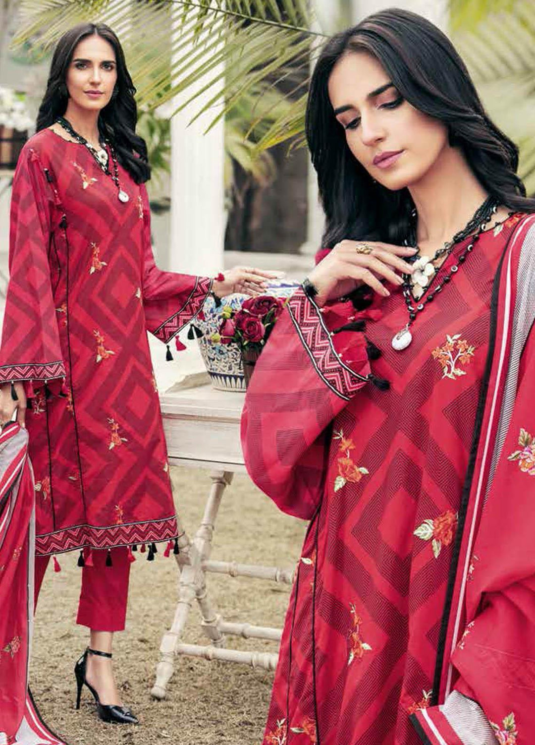 Gul Ahmed Embroidered Lawn Suits Unstitched 3 Piece GA21BL CL1218 - Summer Collection