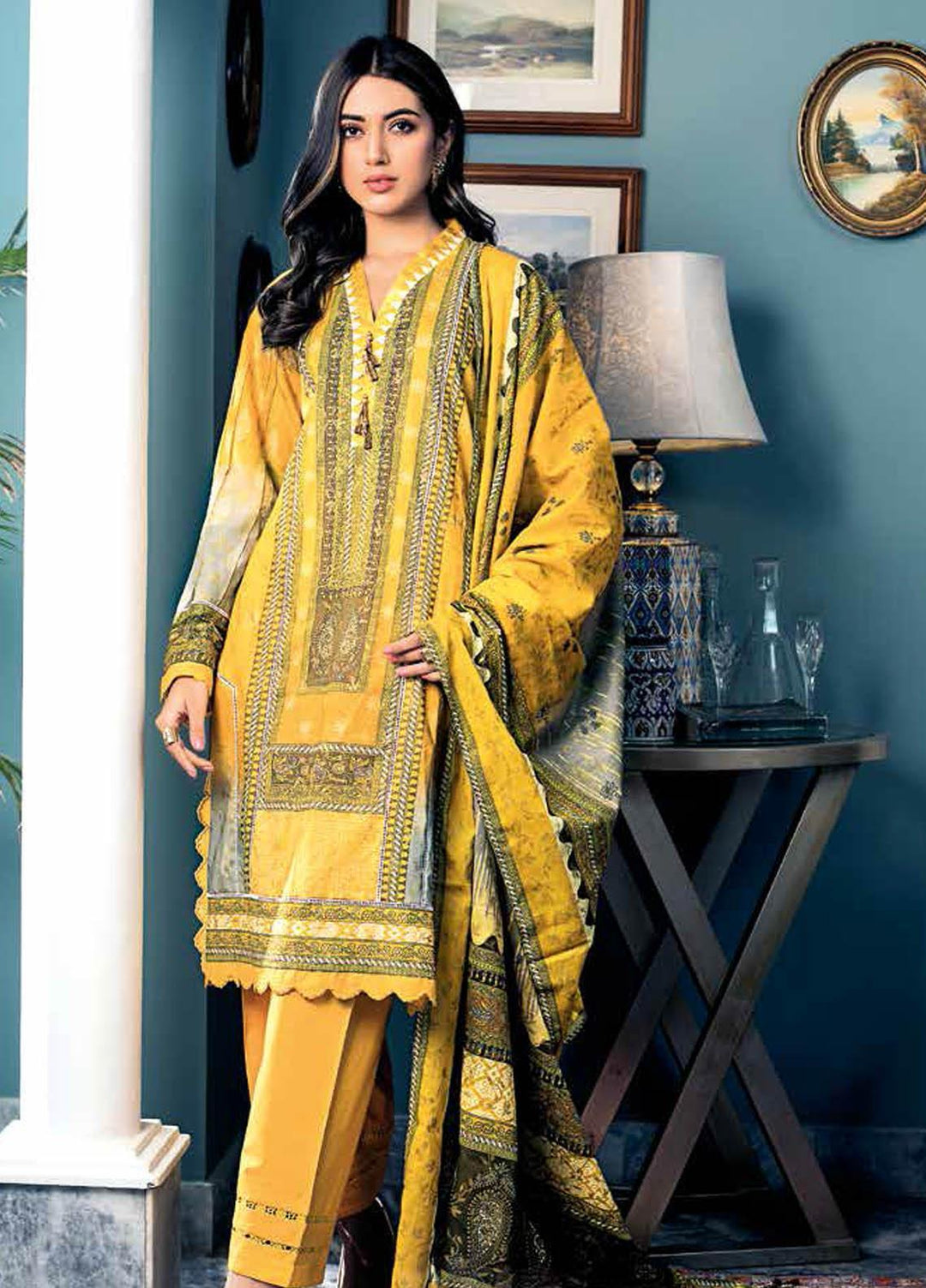 Gul Ahmed Printed Lawn Suits Unstitched 3 Piece GA21BL CL1263 - Summer Collection