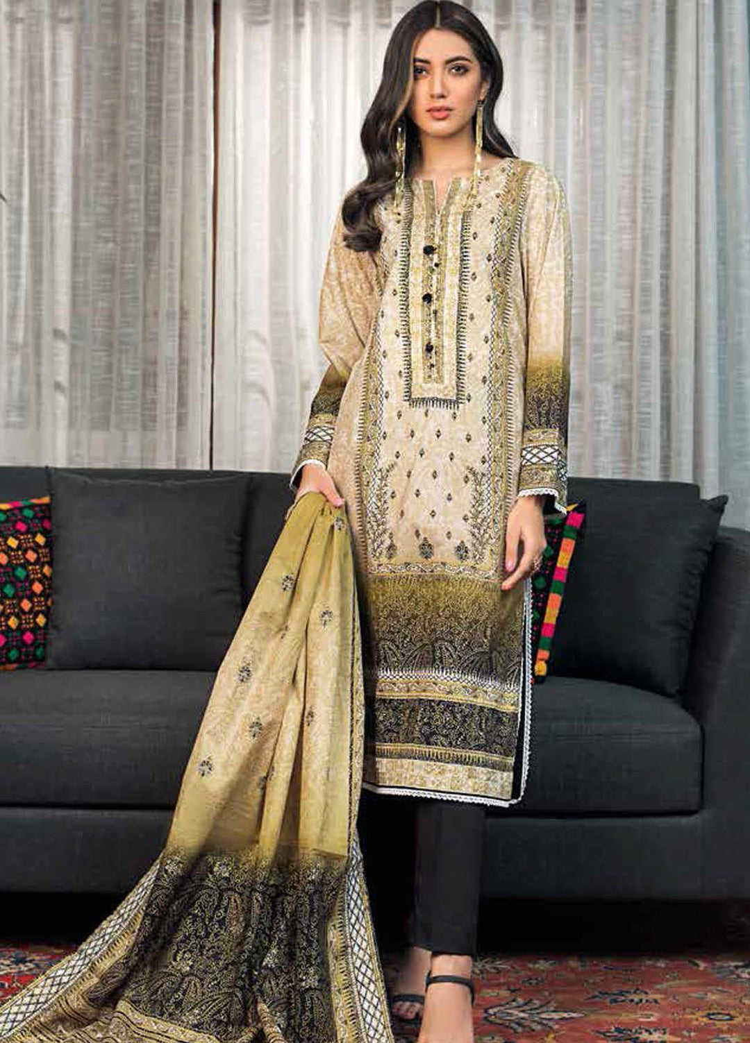 Gul Ahmed Printed Lawn Suits Unstitched 3 Piece GA21BL CL1304 - Summer Collection