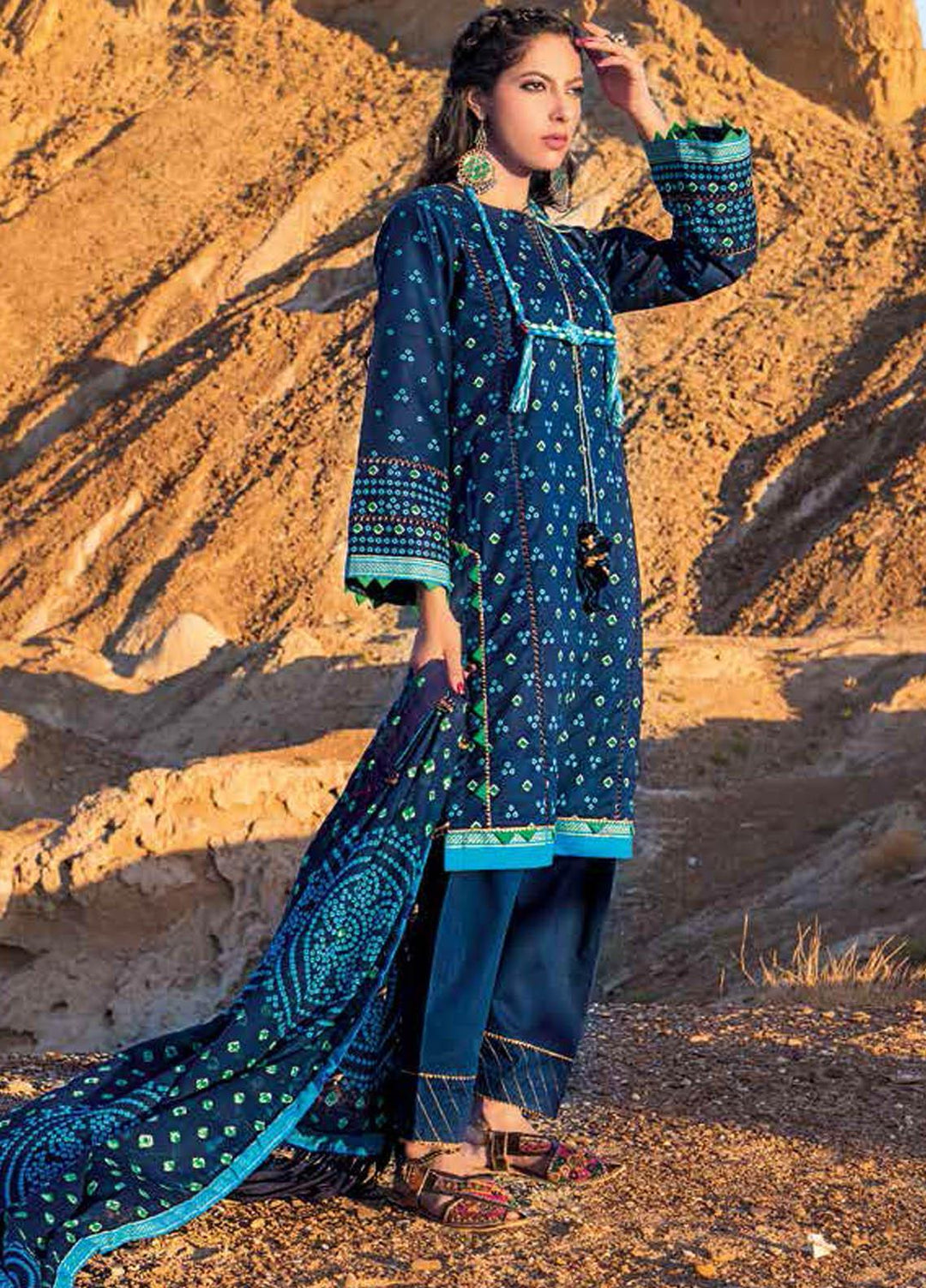 Gul Ahmed Printed Lawn Suits Unstitched 3 Piece GA21BL CL1307B - Summer Collection