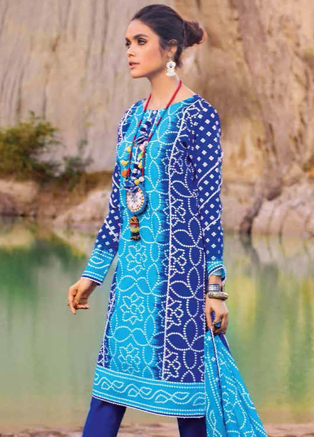 Gul Ahmed Printed Lawn Suits Unstitched 3 Piece GA21BL CL1321A - Summer Collection