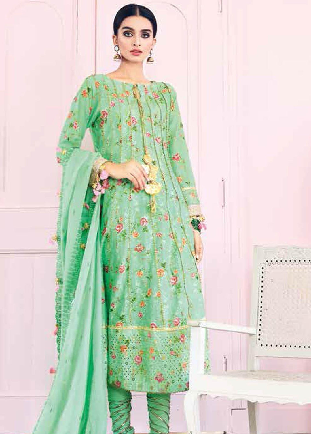 Gul Ahmed Embroidered Lawn Suits Unstitched 3 Piece GA21BL FS01 - Summer Collection