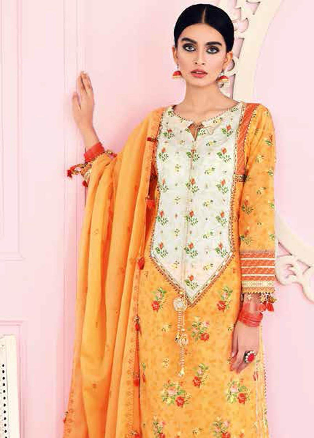 Gul Ahmed Embroidered Lawn Suits Unstitched 3 Piece GA21BL FS05 - Summer Collection