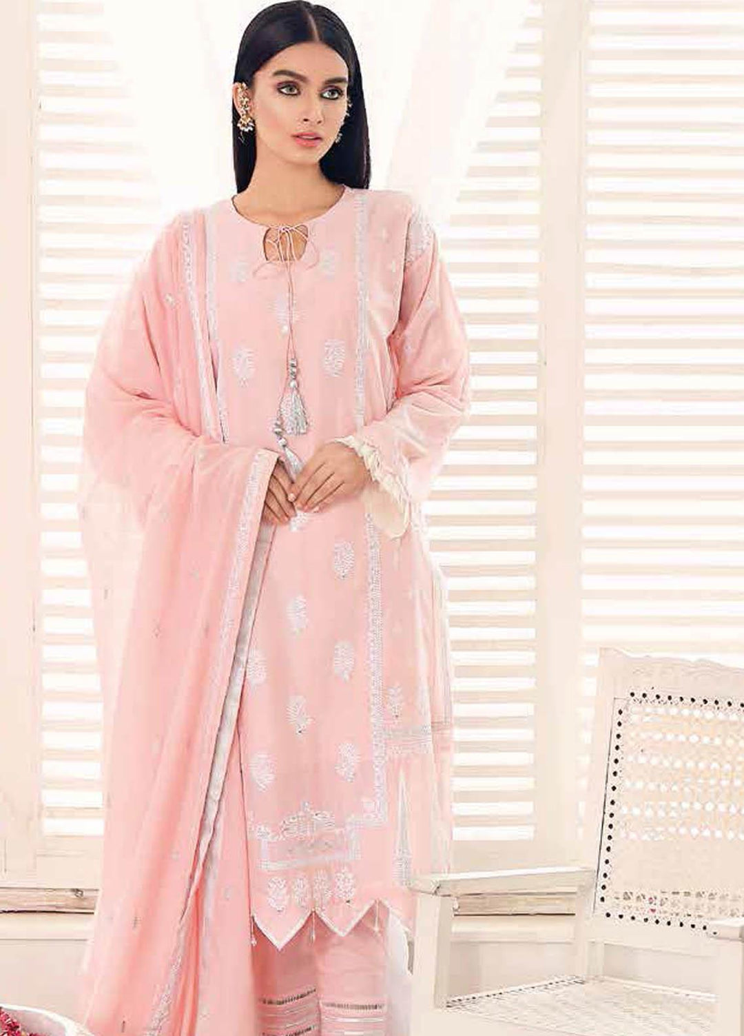 Gul Ahmed Embroidered Lawn Suits Unstitched 3 Piece GA21BL FS15 - Summer Collection