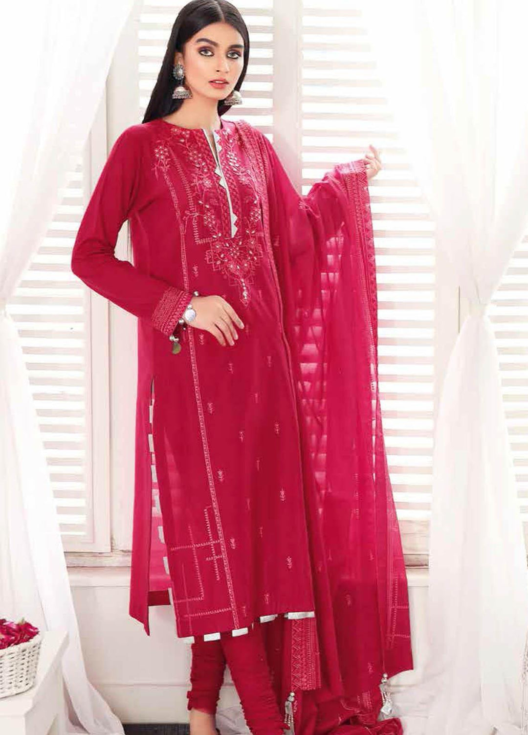 Gul Ahmed Embroidered Lawn Suits Unstitched 3 Piece GA21BL FS16 - Summer Collection