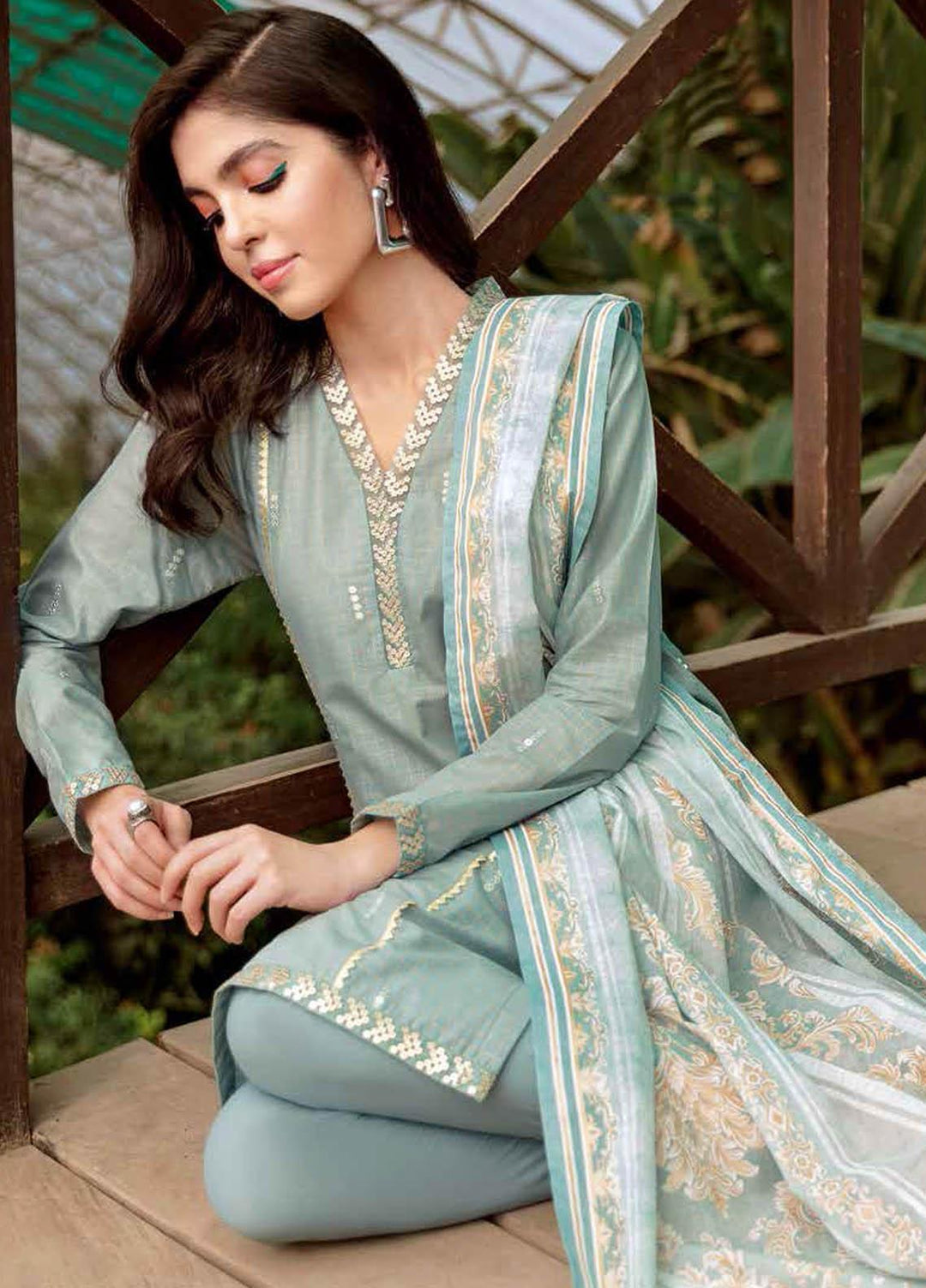 Gul Ahmed Embroidered Lawn Suits Unstitched 3 Piece GA21BL SP42 - Summer Collection