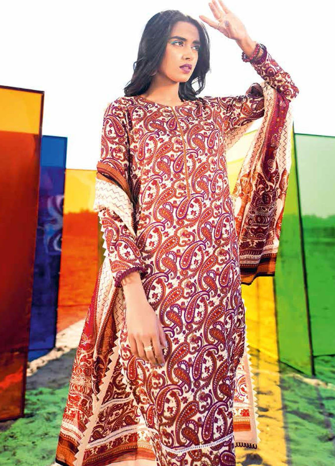 Gul Ahmed Printed Lawn Suits Unstitched 2 Piece GA21BL TL304B - Summer Collection
