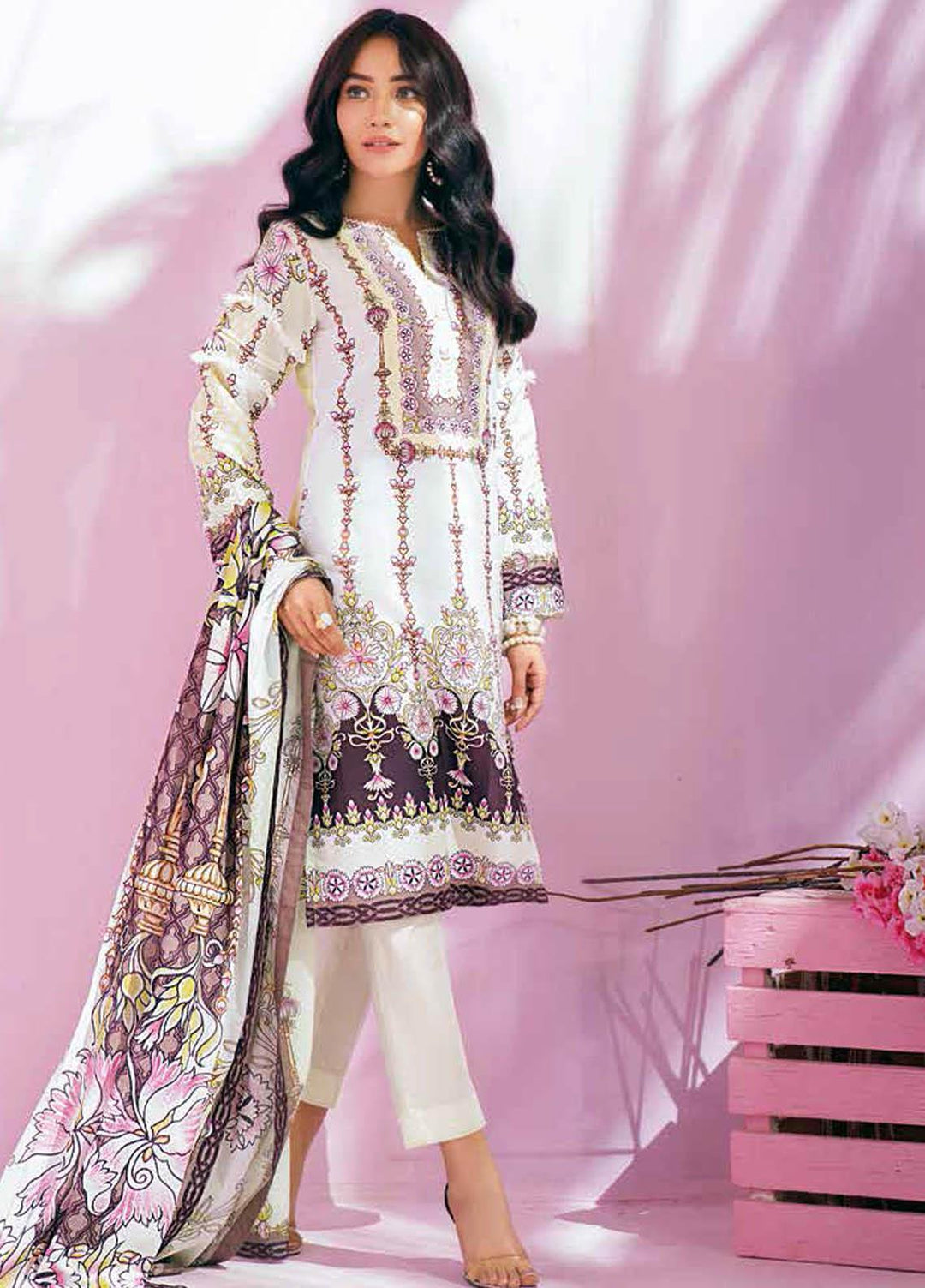 Gul Ahmed Printed Lawn Suits Unstitched 2 Piece GA21BL TL336B - Summer Collection