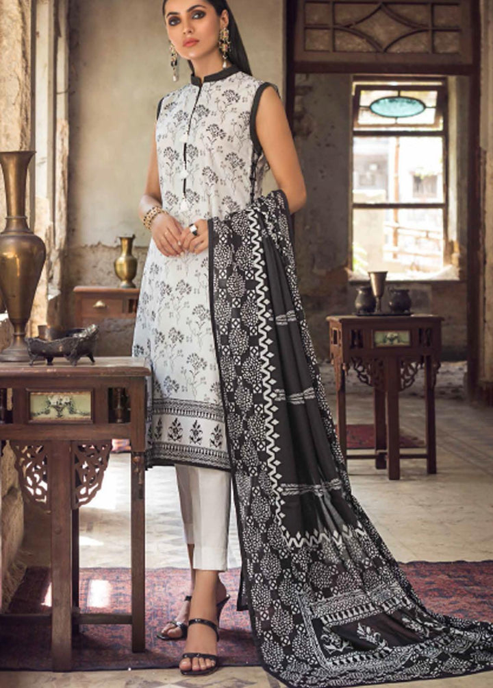 Black & White By Gul Ahmed Printed Lawn Suits Unstitched 3 Piece GA21BW B12002 - Black & White Collection