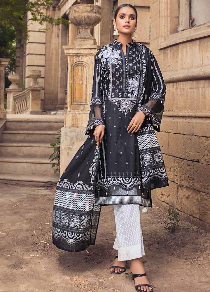 Black & White By Gul Ahmed Embroidered Lawn Suits Unstitched 3 Piece GA21BW B12004 - Black & White Collection