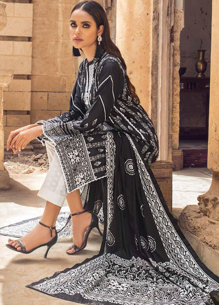 Black & White By Gul Ahmed Embroidered Lawn Suits Unstitched 3 Piece GA21BW B12010 - Black & White Collection