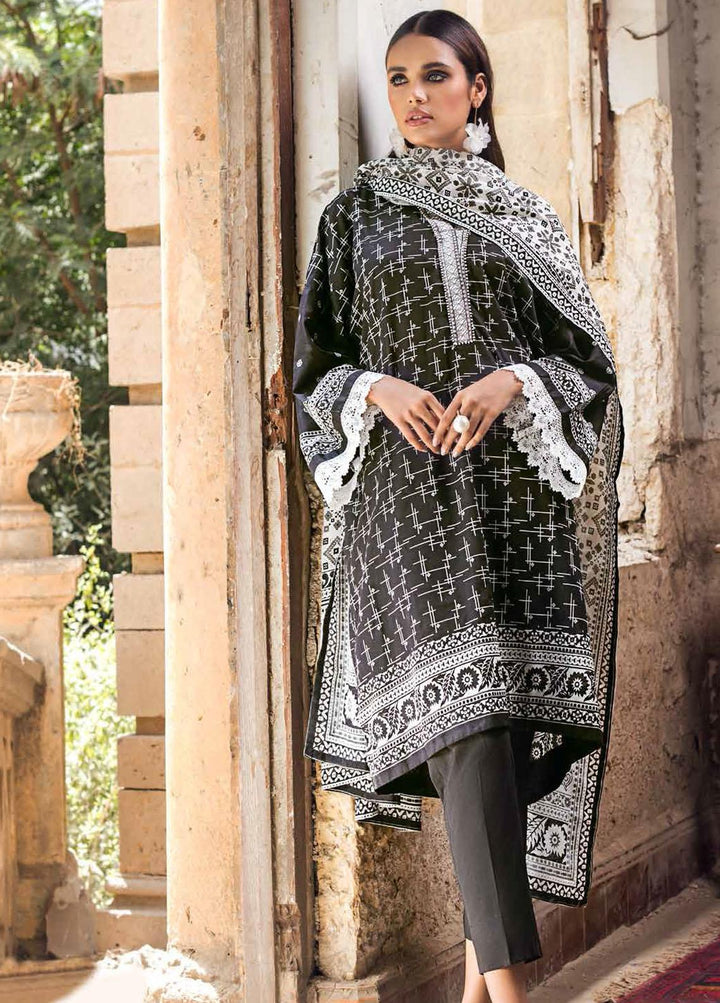 Black & White By Gul Ahmed Embroidered Lawn Suits Unstitched 3 Piece GA21BW B12013 - Black & White Collection