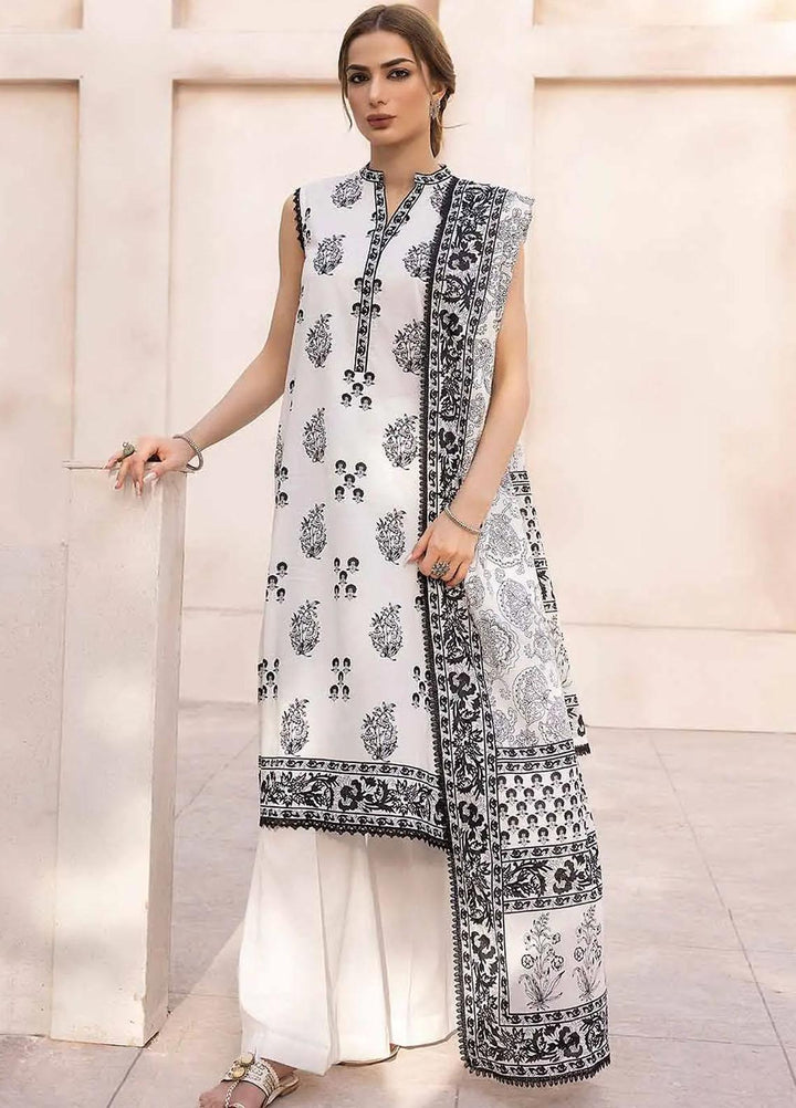 Gul Ahmed Printed Lawn Suits Unstitched 3 Piece GA23BW B-32026 - Summer Collection
