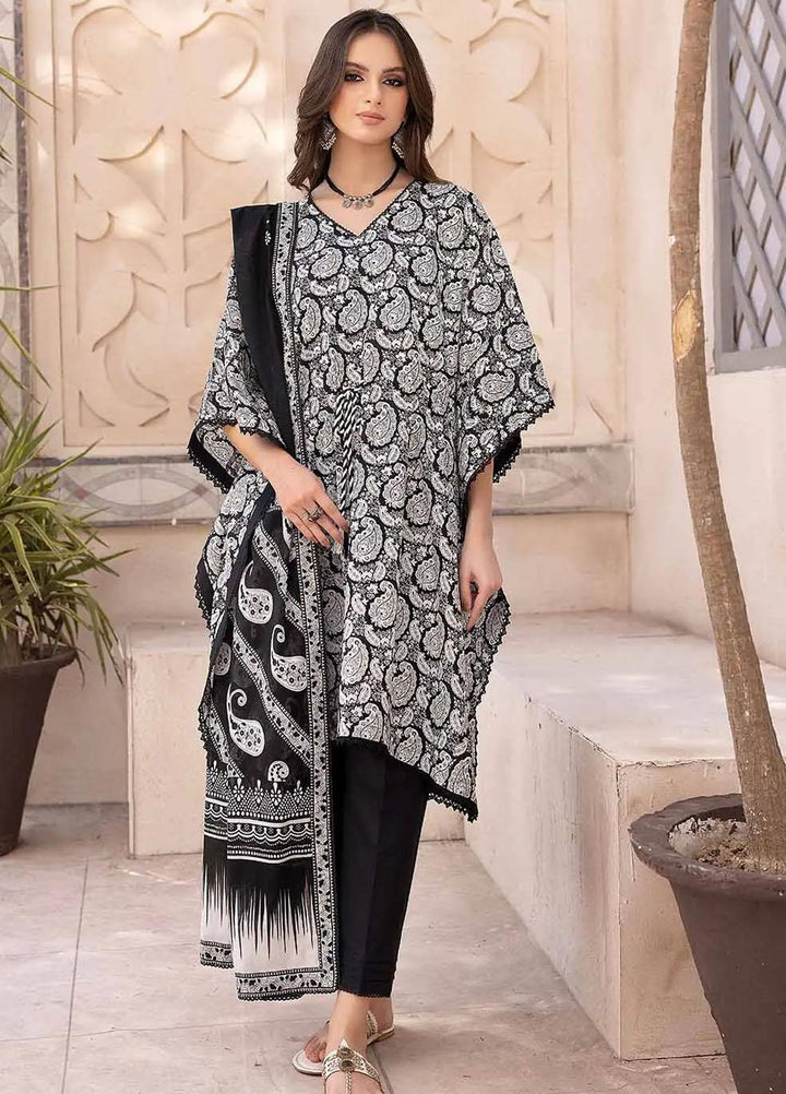 Gul Ahmed Printed Lawn Suits Unstitched 3 Piece GA23BW B-32027 - Summer Collection