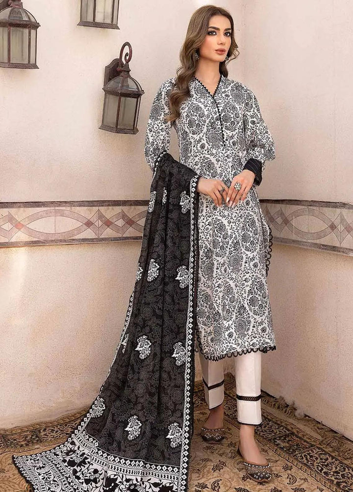 Gul Ahmed Printed Lawn Suits Unstitched 3 Piece GA23BW B-32031 - Summer Collection