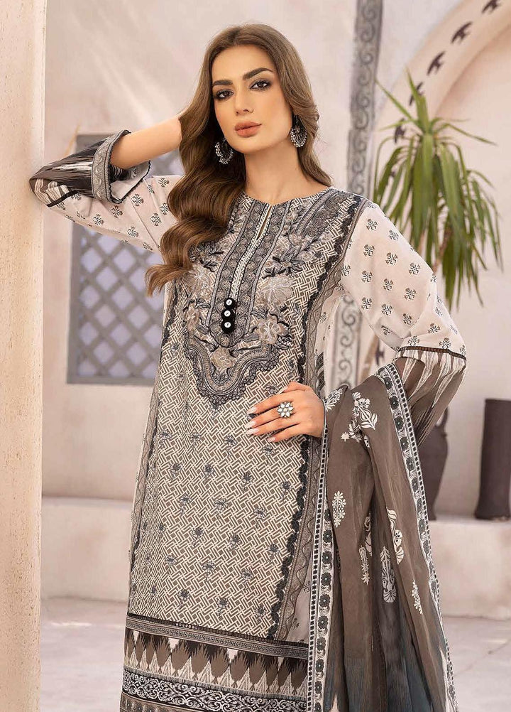 Gul Ahmed Embroidered Lawn Suits Unstitched 3 Piece GA23BW B-32032 - Summer Collection