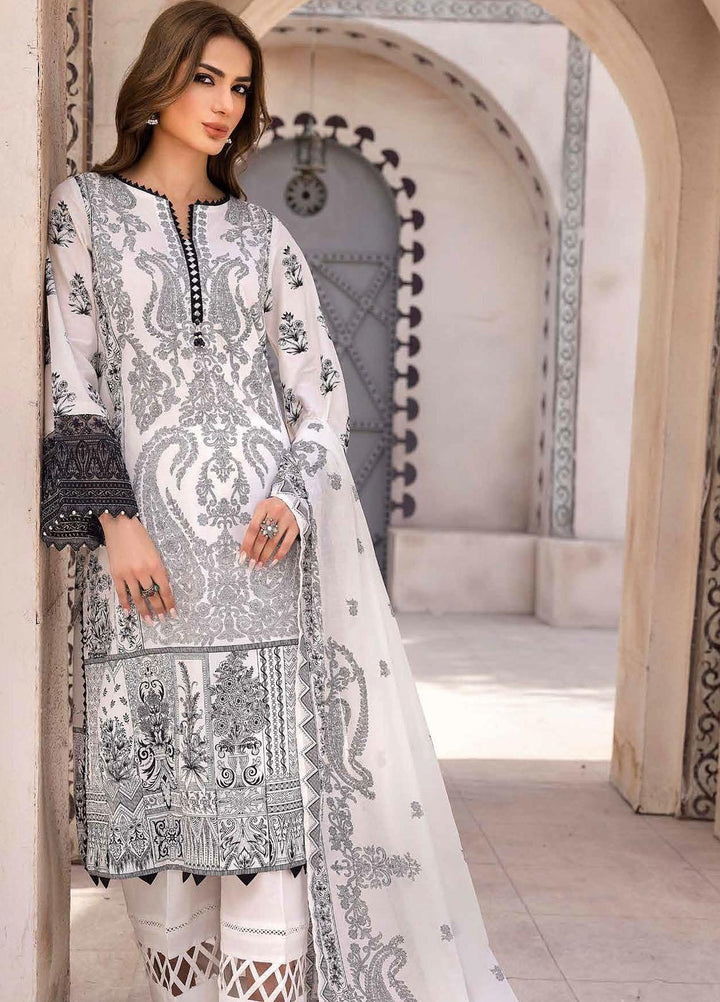 Gul Ahmed Embroidered Lawn Suits Unstitched 3 Piece GA23BW B-32034 - Summer Collection