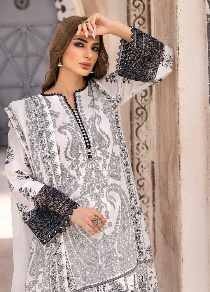 Gul Ahmed Embroidered Lawn Suits Unstitched 3 Piece GA23BW B-32034 - Summer Collection
