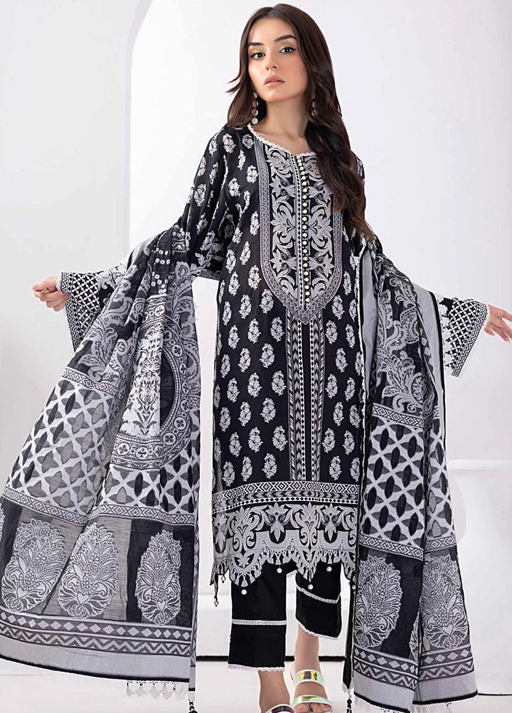 Gul Ahmed Embroidered Lawn Suits Unstitched 3 Piece GA23BW MJ-32061 - Summer Collection