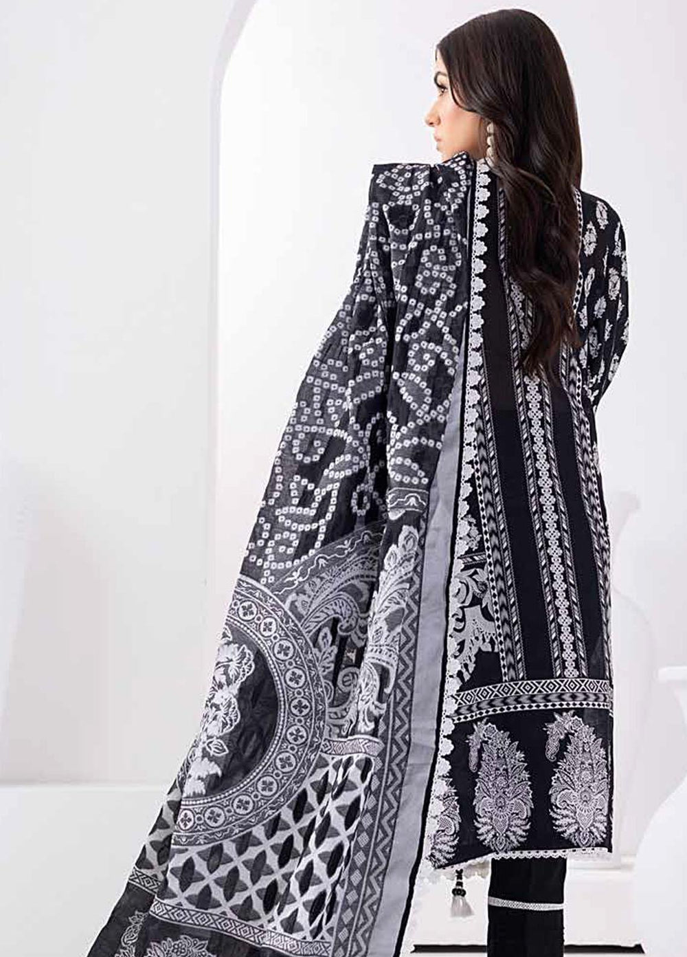 Gul Ahmed Embroidered Lawn Suits Unstitched 3 Piece GA23BW MJ-32061 - Summer Collection