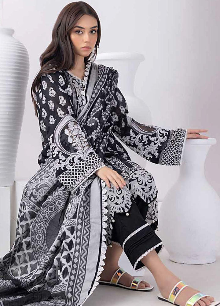 Gul Ahmed Embroidered Lawn Suits Unstitched 3 Piece GA23BW MJ-32061 - Summer Collection