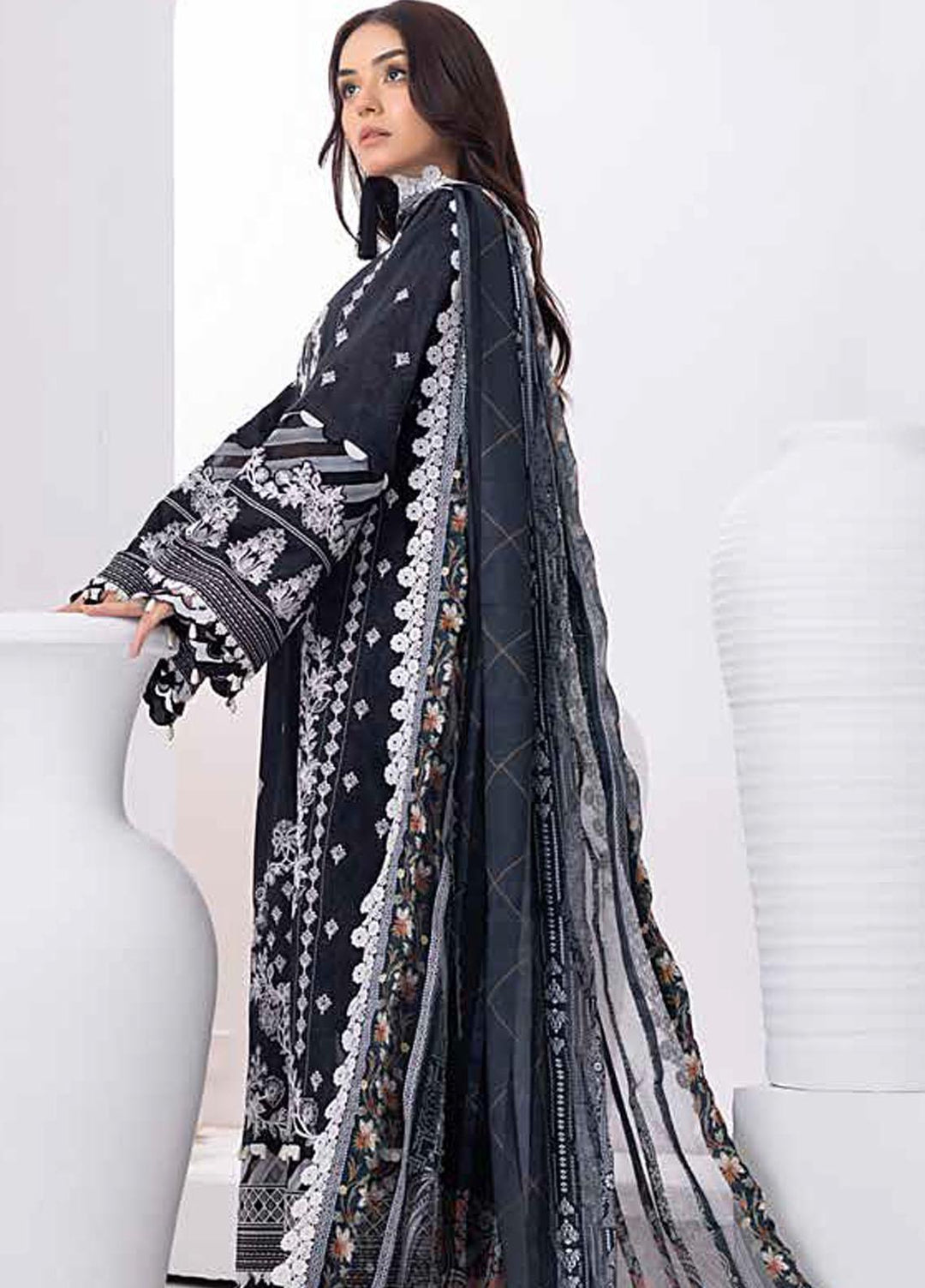 Gul Ahmed Embroidered Lawn Suits Unstitched 3 Piece GA23BW SSM-32034 - Summer Collection