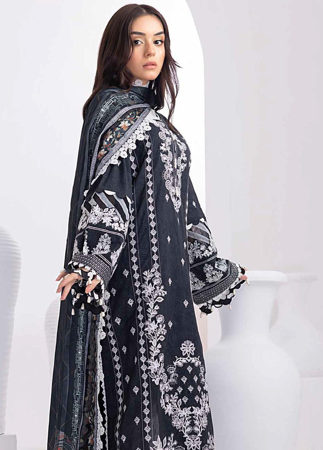 Gul Ahmed Embroidered Lawn Suits Unstitched 3 Piece GA23BW SSM-32034 - Summer Collection