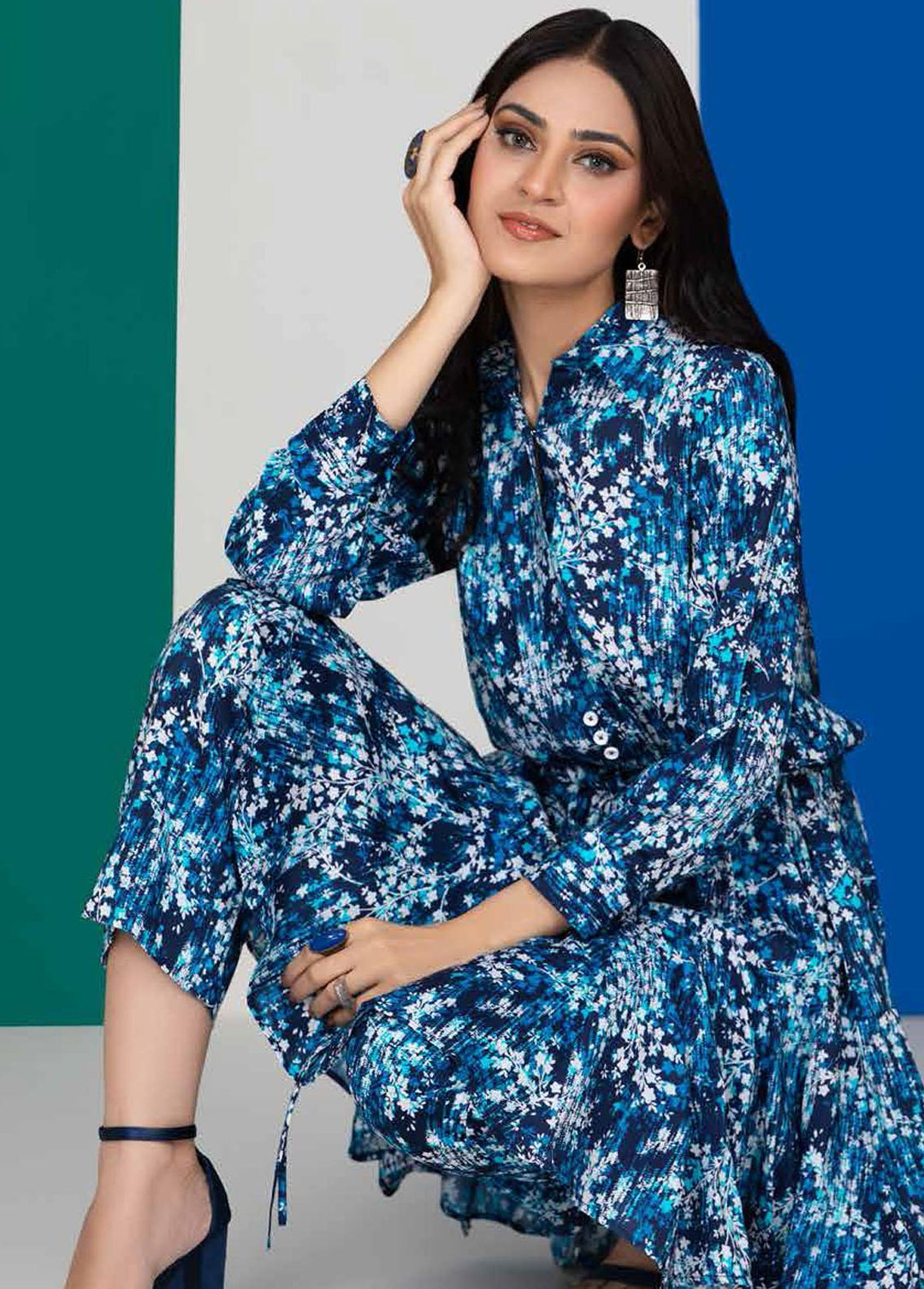 Charcoal By Gul Ahmed Printed Linen Suits Unstitched 2 Piece GA22C VT-22009 - Winter Collection