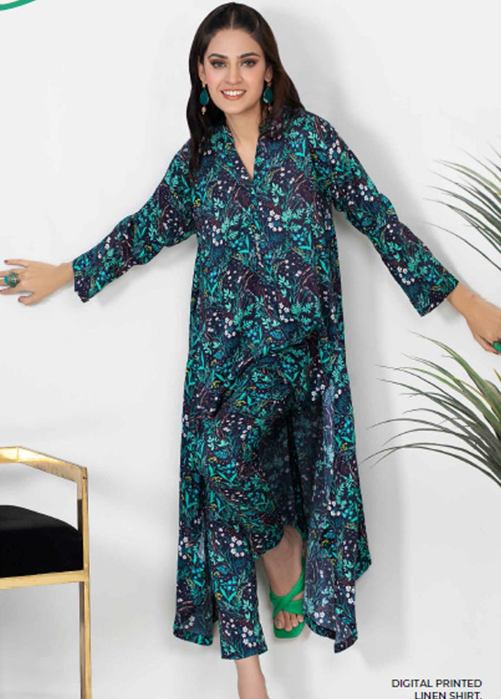Charcoal By Gul Ahmed Printed Linen Suits Unstitched 2 Piece GA22C VT-22011 - Winter Collection