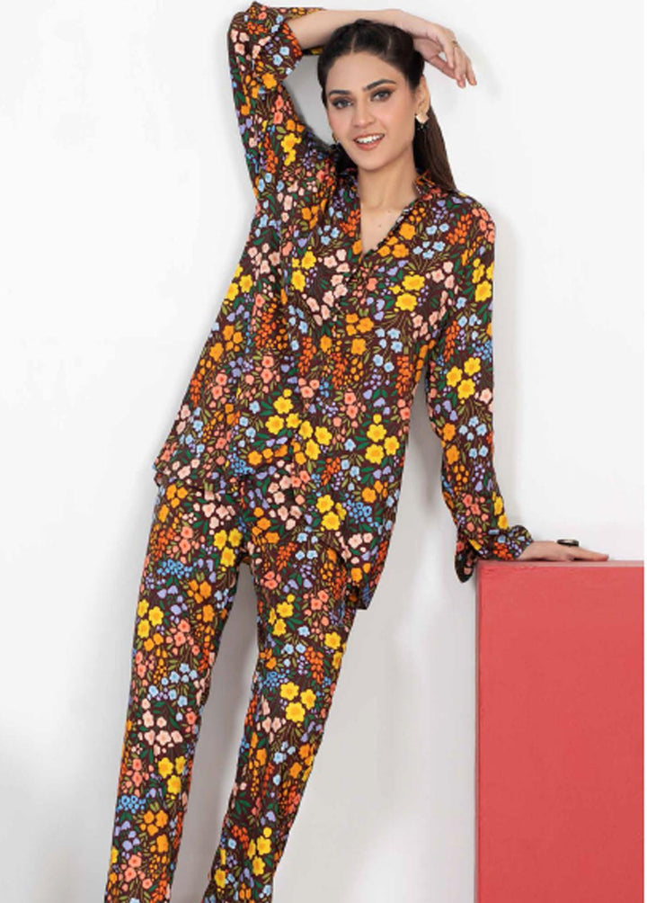 Charcoal By Gul Ahmed Printed Linen Suits Unstitched 2 Piece GA22C VT-22013 - Winter Collection