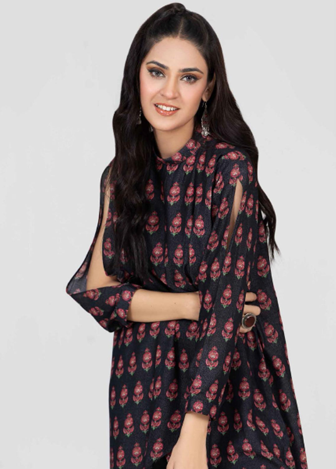 Charcoal By Gul Ahmed Printed Linen Suits Unstitched 2 Piece GA22C WT-22004 - Winter Collection