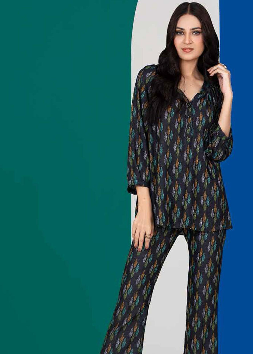 Charcoal By Gul Ahmed Printed Linen Suits Unstitched 2 Piece GA22C WT-22006 - Winter Collection