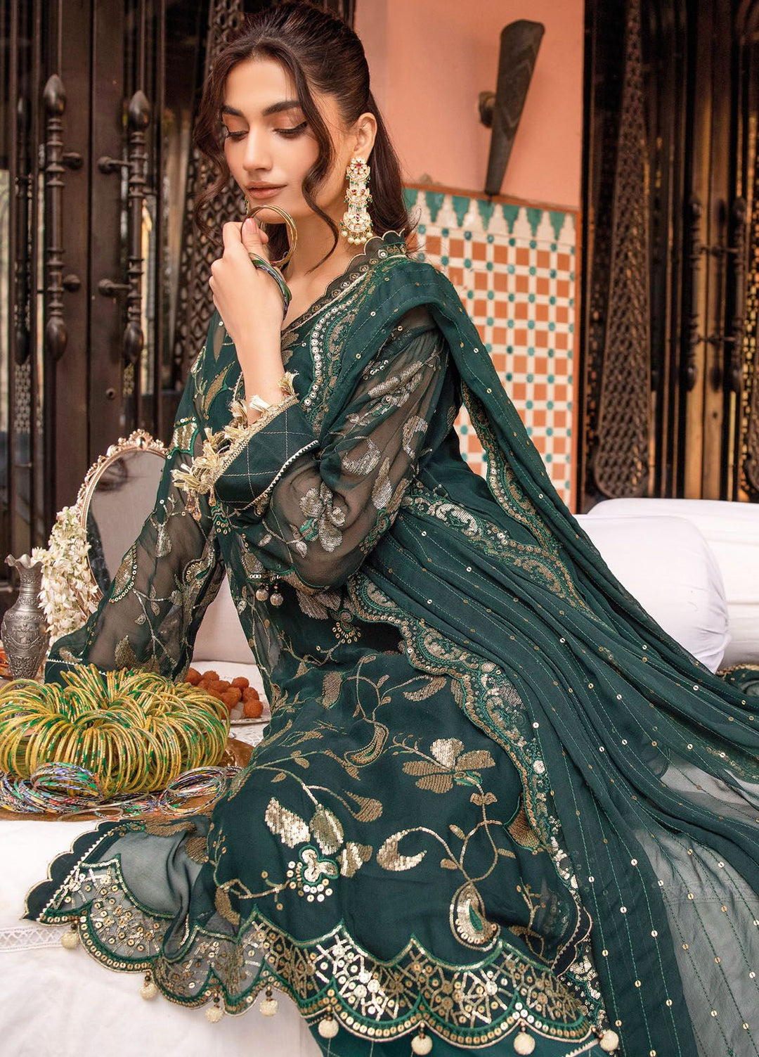Gul Ahmed Embroidered Chiffon Suits Unstitched 3 Piece GA24LF FE-42003 - Festive Collection
